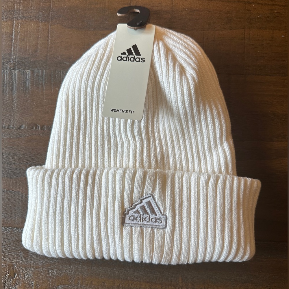 NWT Adidas White Fold Beanie